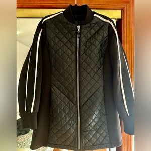 Michael Kors Black Quilted Bomber Jacket with Silver Zipper